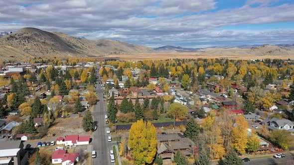 Aerial view over Jackson Hole Wyoming looking north alt