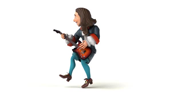 Fun 3D cartoon baroque man with a guitar alt