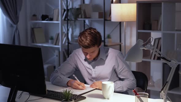 Working Manager Busy Man Financial Report Serious alt