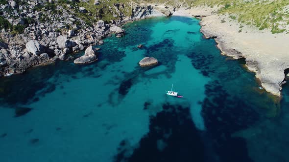 Flight Over Beautiful Seashore at Mallorca