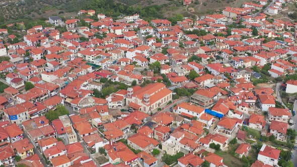Aerial view of the beautiful Greek village