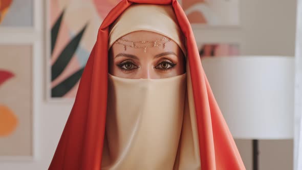 Close Up Portrait Of Beauty Young Muslim Woman In Hijab