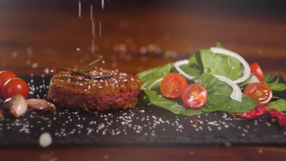 Plant Based Vegan Burger Meat Fake Vegeterian Beef Meat Close Up Fresh Impossible Veggie Food Beyond alt