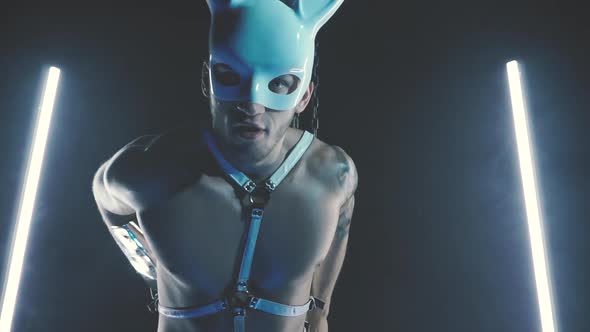 Sexy Man Dancing in a Rabbit Mask