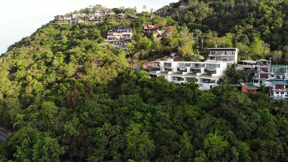 Villas on Green Mountain Ridge. Majestic Drone View of Luxury Villas Located on Green Mountain Range alt