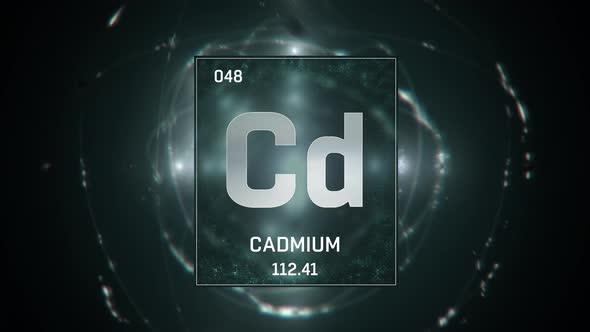 Cadmium as Element 48 of the Periodic Table  on Green Background