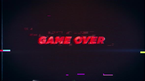 GAME OVER text glitch effects concept for video games screen alt