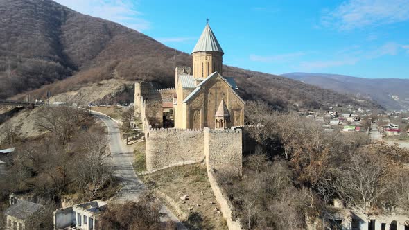 Scenic View From Ananuri Fortress on Aragvi River and Zhinvali Reservoir in Spring