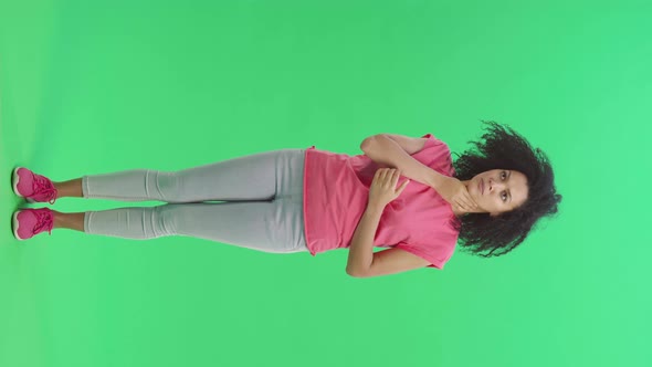 Portrait of Young Female African American Very Excited and Worried Trying to Calm Down alt