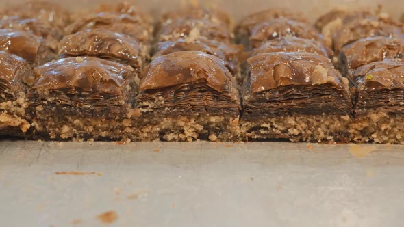 Turkish Baklava with Cocoa and Ground Pine Nuts