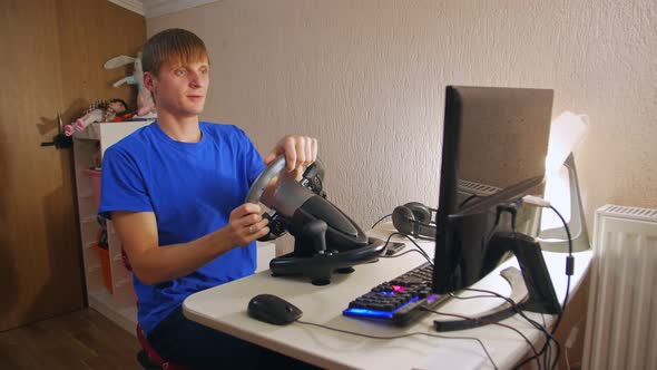 Smiling Man Playing Races alt