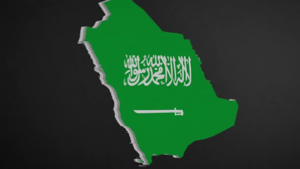 Saudi Arabia Border Map with Flag Intro