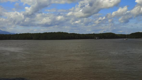 Thailand boats on the water in Krabi. (Slow motion - Angle 003) alt