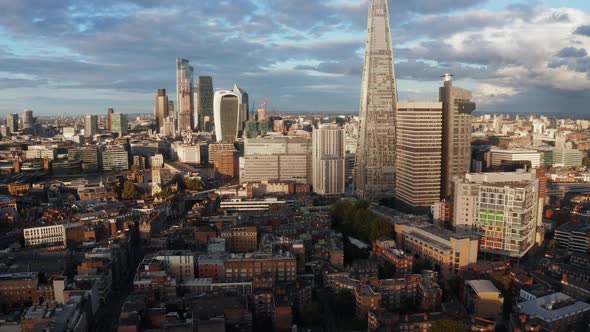 Aerial View of London City Skyline with Shard and Tower Bridge in the Foreground alt