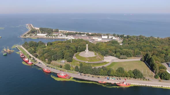 Aerial view of Westerplatte in Gdansk, Poland, where second world war started alt