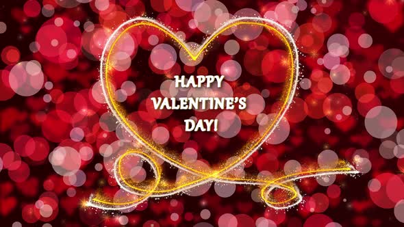 Holiday Red Background With Shiny Heart And Wishing Of Happy Valentines Day