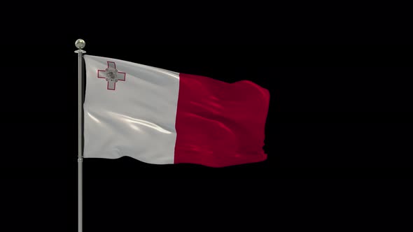 Malta Flag Medium Shot Waving Looping Animation Include Alpha