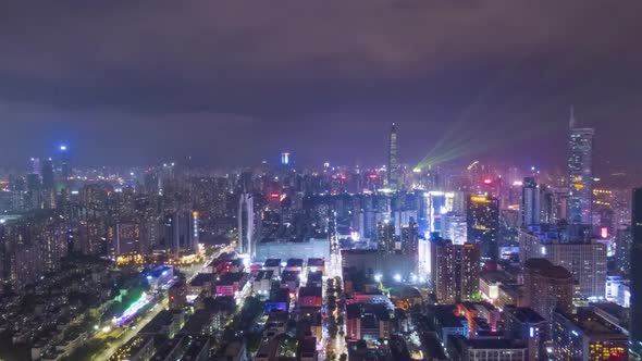 Shenzhen City at Night. Aerial View alt