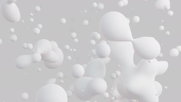 3d Abstract Bright White Metaballs with Glass Background