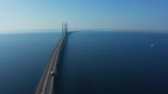 Panoramic Aerial View of Oresund Bridge Over the Baltic Sea alt
