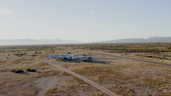 Abandoned Aircraft Decay in the Desert Cinematic Aerial alt