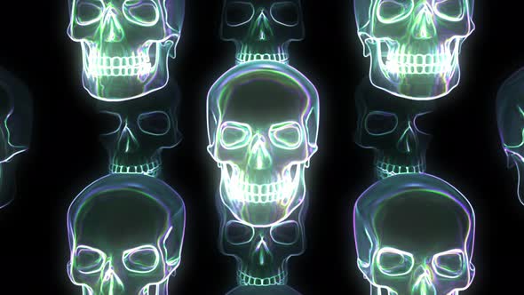 Neon Glowing Skull 4k 04