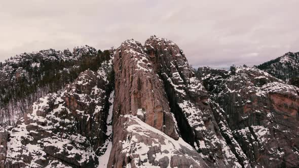 Black Hills Winter Snow Aerial Proximity Flight alt