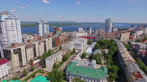 Beautiful Living and Business Buildings in Old European City Aerial View at Summer Day