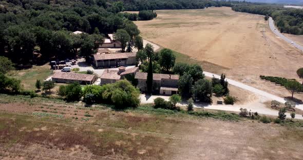 Aerial  Panoramic Shot of a Land and Houses Near Valensole France