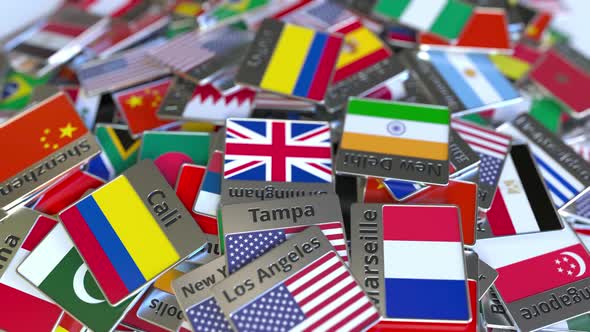 Souvenir Magnet or Badge with Bogota Text and Flag alt