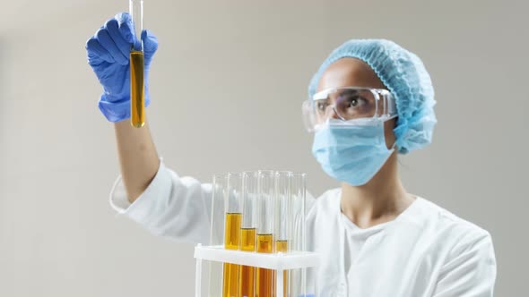 Tests being machine oil carried out in a laboratory alt