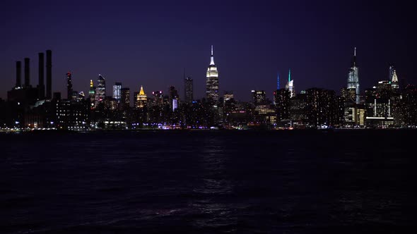 New York City: Manhattan Skyline Night Views from Long Island City Waterfront. N.01