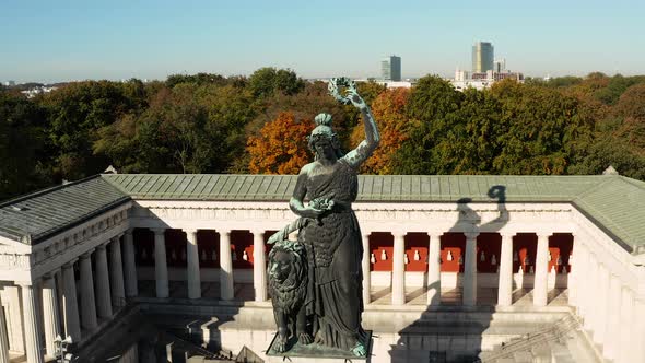 Ruhmeshalle and Bavaria Monument Statue at Oktoberfest Theresienwiese alt