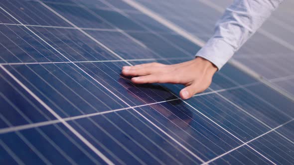 Green Energy Concept Closeup Young Engineer Hands alt