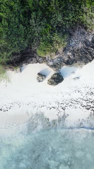 Tanzania  Vertical Video Empty Beach on Zanzibar Island Slow Motion alt