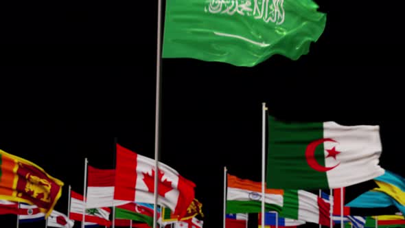 SaudiArabia Flag With World Flags In Alpha Channel