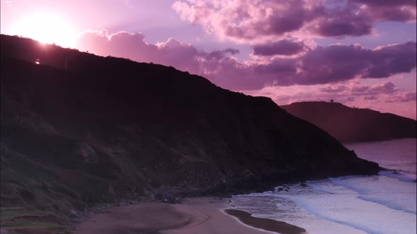 Seascape at Sunset. Asturias coast, Spain.Timelapse