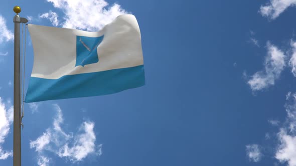 Saratov City Flag (Russia) On Flagpole alt
