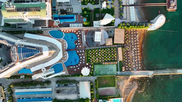 Infrastructure of Hotels Aerial View 4 K Turkey Alanya Avsallar alt