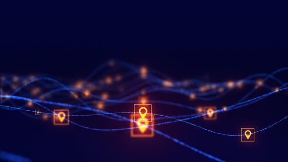 Digital Location icons of gps navigation Technology, Global 5g high speed internet connection Loop alt