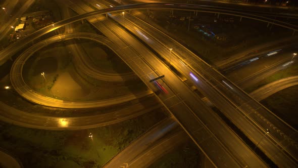 4K : Aerial time lapse in motion drone shot of freeway and interstate traffic alt