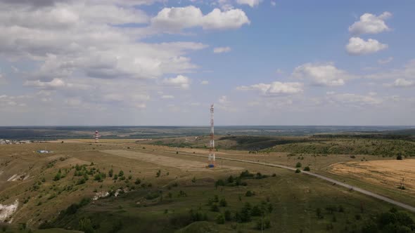 Cell Site of Telephone Tower with 5G Base Station Transceiver alt