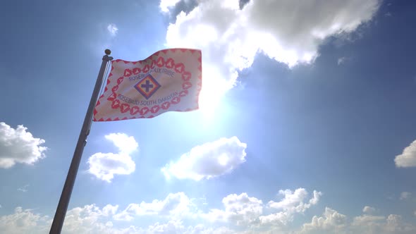 Rosebud Sioux Tribe Flag / Native American Flag (USA) on a Flagpole V4 - 4K