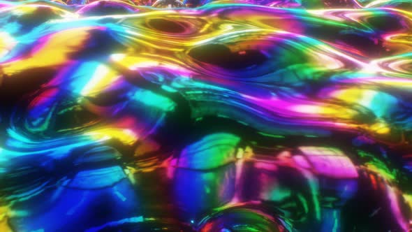 Abstract Iridescent Rainbow Bubble Blobs Float Flowing Liquid Fluid - 4K alt