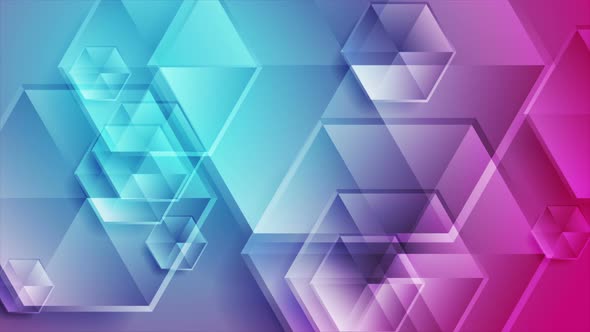 Blue Purple Abstract Tech Glossy Hexagons
