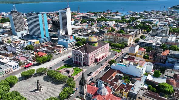 Downtown Manaus Brazil. Manaus Amazonas. Cityscape Tourism landmark. alt