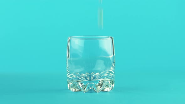 Fruit Fizzy Orange Cold Beverage Drink Pooring Into Small Beautiful Glass Blue  alt