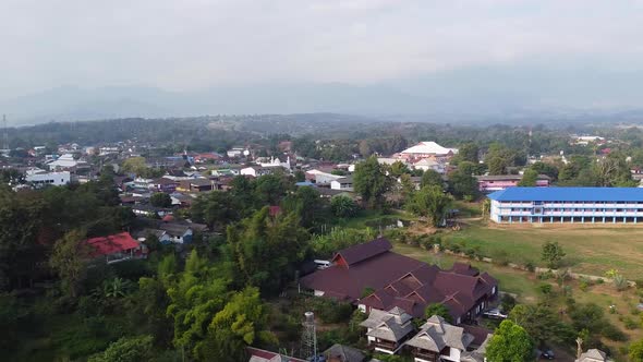 Aerial Of Tropical Mountain Town alt