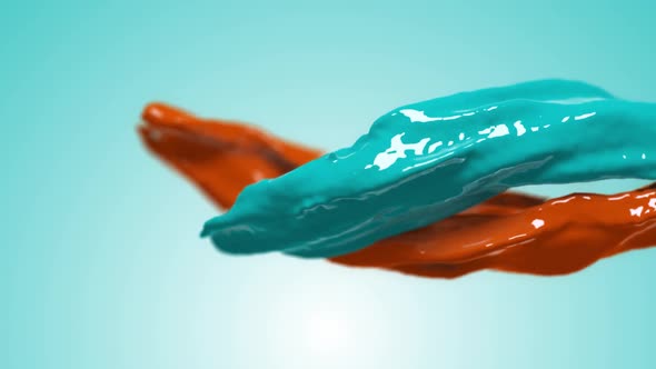 rainbow colors, fluid simulation. spilled paint. color turquoise orange alt
