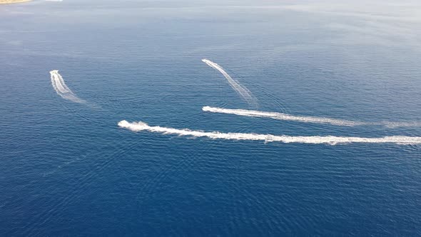 Aerial View of Boats in the Mediterranean Sea, Crete, Greece